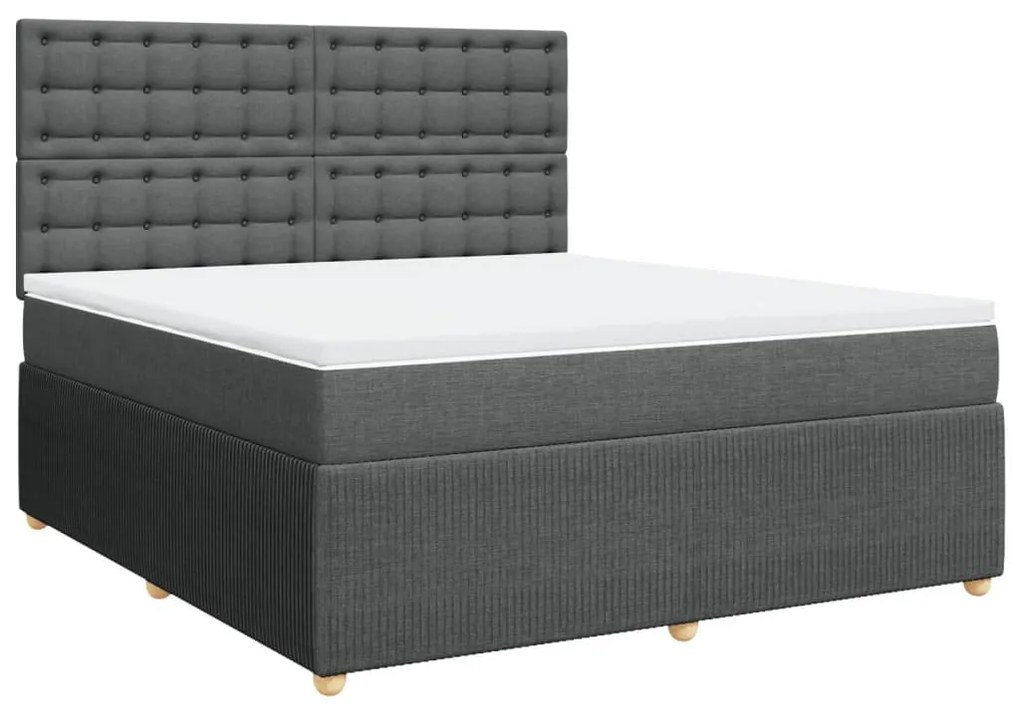 Κρεβάτι Boxspring με Στρώμα Σκούρο Γκρι 180x200 εκ Υφασμάτιν - Γκρι