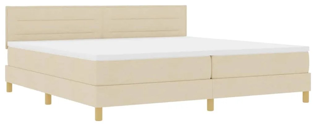 vidaXL Κρεβάτι με ελατήρια με στρώμα Κρεμ 200 x 200 cm ύφασμα