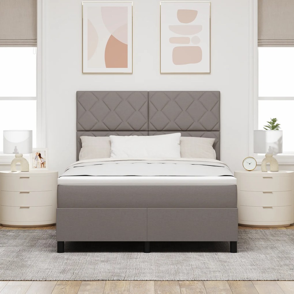 vidaXL Κρεβάτι με Στρώμα Γκρι 140x190 cm Ύφασμα