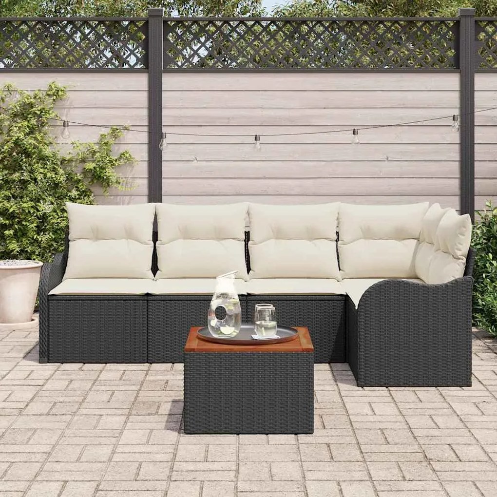 vidaXL Σετ Καναπέ Κήπου 6 pcs Μαύρος, λευκός