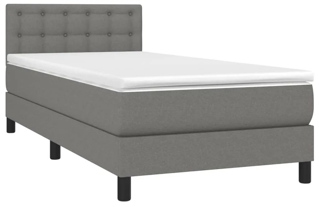 vidaXL Κρεβάτι Boxspring με Στρώμα Σκούρο Γκρι 90x190 εκ. Υφασμάτινο