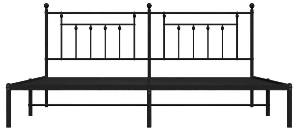 Πλαίσιο Κρεβατιού με Κεφαλάρι Μαύρο 193 x 203 εκ. Μεταλλικό - Μαύρο
