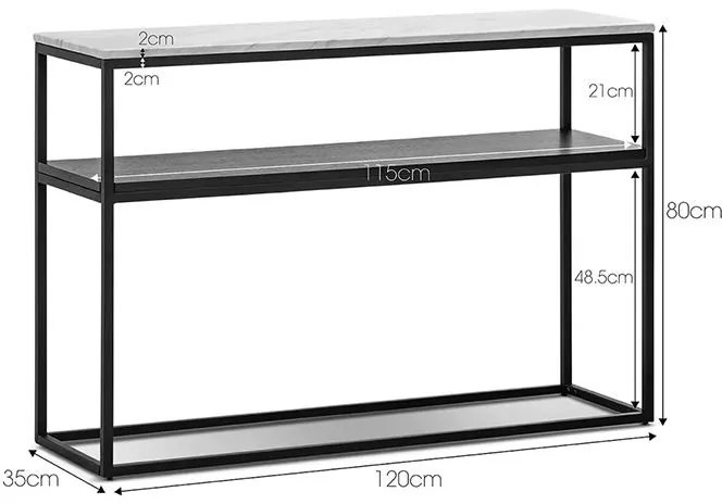 Κονσόλα Castel I όψη μαρμάρου λευκό - μαύρο μέταλλο 120x35x80 εκ. 120x35x80 εκ.