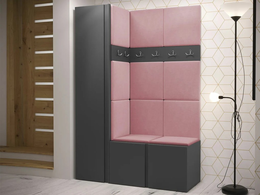 Σετ διαδρόμου Hartford 471, 186x124x44cm, 62 kg, Γραφίτης, Πλαστικοποιημένη μοριοσανίδα, Ταπισερί, Εντοιχισμένη, Τοίχου | Epipla1.gr