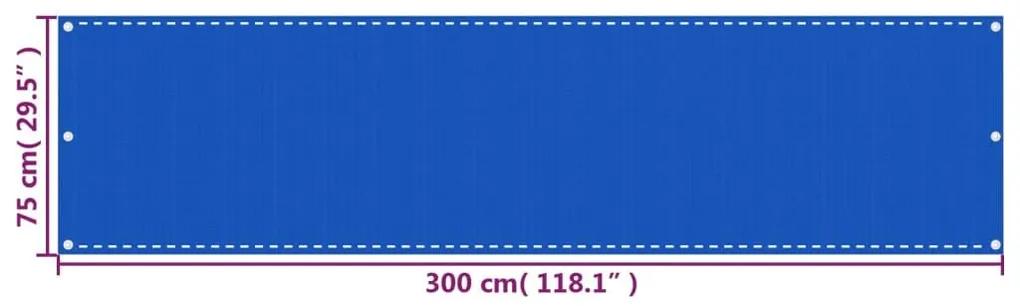 Διαχωριστικό Βεράντας Μπλε 75 x 300 εκ. από HDPE - Μπλε