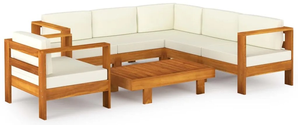 vidaXL Σετ Σαλόνι Κήπου 7 Τεμαχίων με Μαξιλάρια 100x60 εκ. από Ξύλο Ακακίας