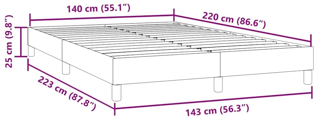 BOX SPRING ΚΡΕΒΑΤΙ ΧΩΡΙΣ ΣΤΡΩΜΑ ΣΚΟΥΡΟ ΓΚΡΙ 140X220CM ΒΕΛΟΥΔΙΝΟ 3315874