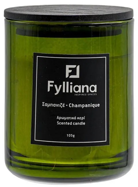 Αρωματικό Κερί FL6478 Fylliana "Σαμπάνια" σε Γυάλινο Βάζο Πράσινο Χρώμα Φ6,3x7,8 εκ. 6.3x6.3x7.8 εκ.