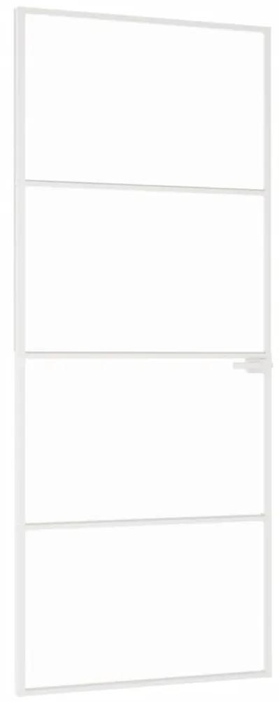 vidaXL Εσωτερική Πόρτα Λευκή 83x201,5 εκ. Ψημένο Γυαλί&Λεπτό Αλουμίνιο