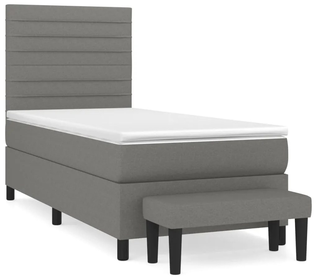 ΚΡΕΒΑΤΙ BOXSPRING ΜΕ ΣΤΡΩΜΑ ΣΚΟΥΡΟ ΓΚΡΙ 100X200 ΕΚ. ΥΦΑΣΜΑΤΙΝΟ 3136654