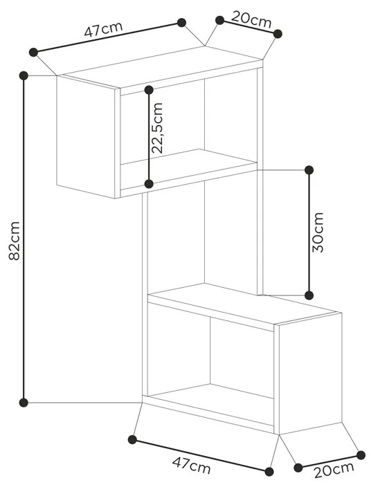 ΡΑΦΙΕΡΑ ΤΟΙΧΟΥ ΓΩΝΙΑΚΗ PART MEGAPAP ΧΡΩΜΑ ΑΝΘΡΑΚΙ 47X20X82ΕΚ.