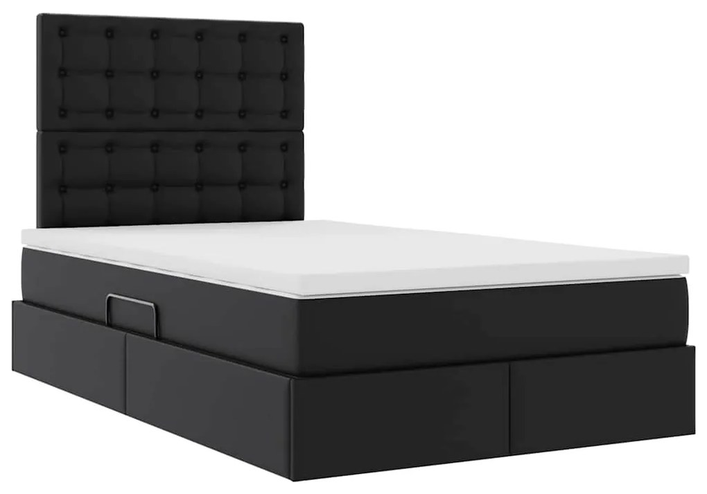 vidaXL Κρεβάτι Αποθήκης με στρώμα Μαύρο 120 x 200 cm Τεχνητό Δέρμα