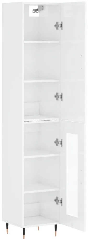 vidaXL Ντουλάπι Γυαλ. Λευκό 34,5 x 34 x 180 εκ. από Επεξεργασμένο Ξύλο