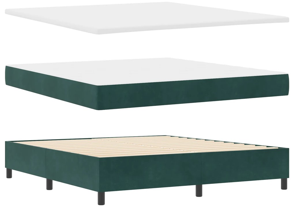 vidaXL Κρεβάτι με ελατήρια Σκούρο πράσινο 180 x 200 cm Βελούδο