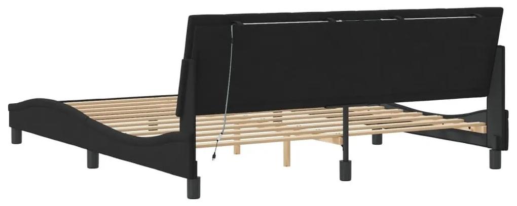 Πλαίσιο Κρεβατιού με LED Μαύρο 180 x 200 εκ. Βελούδινο - Μαύρο
