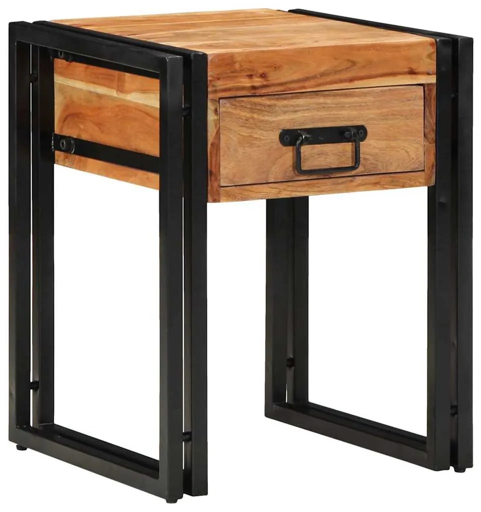 vidaXL End Table με συρτάρι Καφέ 40 x 40 x 50 cm Μασίφ ξύλο ακακίας