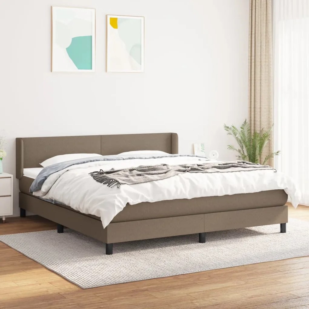 vidaXL Κρεβάτι Boxspring με Στρώμα Taupe 160x200 εκ. Υφασμάτινο