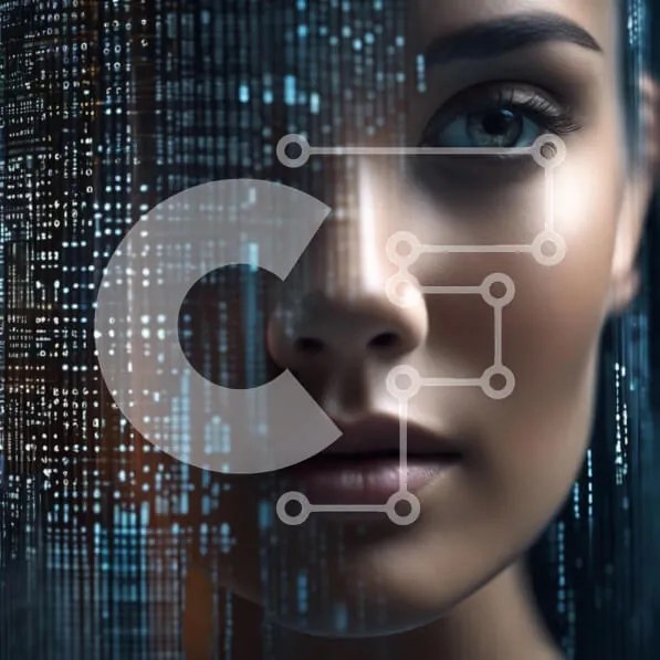 Intra Συλλεκτικό Ξύλινο Παζλ Plywood 4mm - Αφηρημένο ψηφιακό μοτίβο γυναικείου προσώπου Σε Ξύλινο Κουτί - Διαστάσεις Puzzle: 10x10 cm – 25 κομμάτια