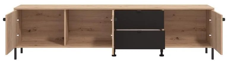 Έπιπλο τηλεόρασης Mayenne 208 4K2F3V Artisan Oak - Matt Black 208x40x55 εκ. 208x40x55 εκ.