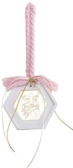 Beauty Home ΚΡΕΜΑΣΤΟ ΠΟΛΥΓΩΝΟ ΚΕΡΑΜΙΚΟ ΜΕ PLEXI MY 1st CHRISTMAS ΡΟΖ