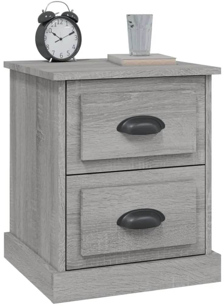 vidaXL Κομοδίνα 2 τεμ. Γκρι Sonoma 39x39x47,5 εκ. Επεξεργασμένο Ξύλο