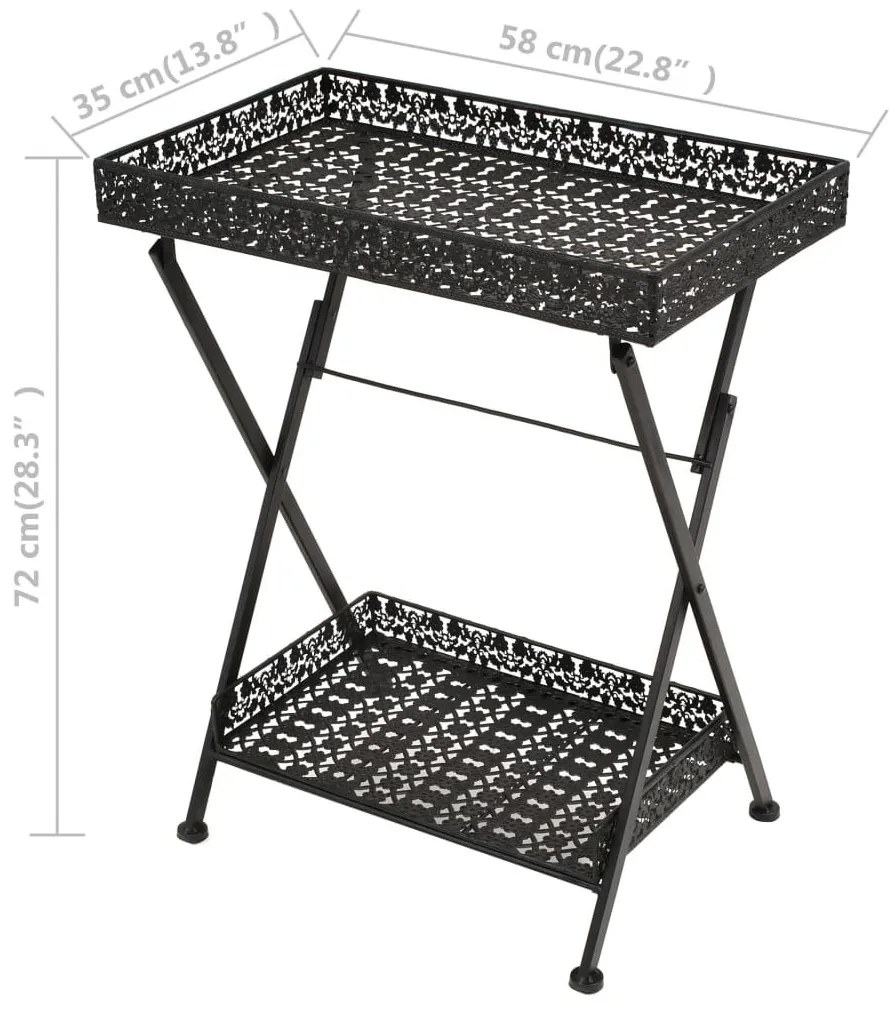 Τραπεζάκι Πτυσσόμενο Vintage Μαύρο 58 x 35 x 72 εκ. Μεταλλικό - Μαύρο