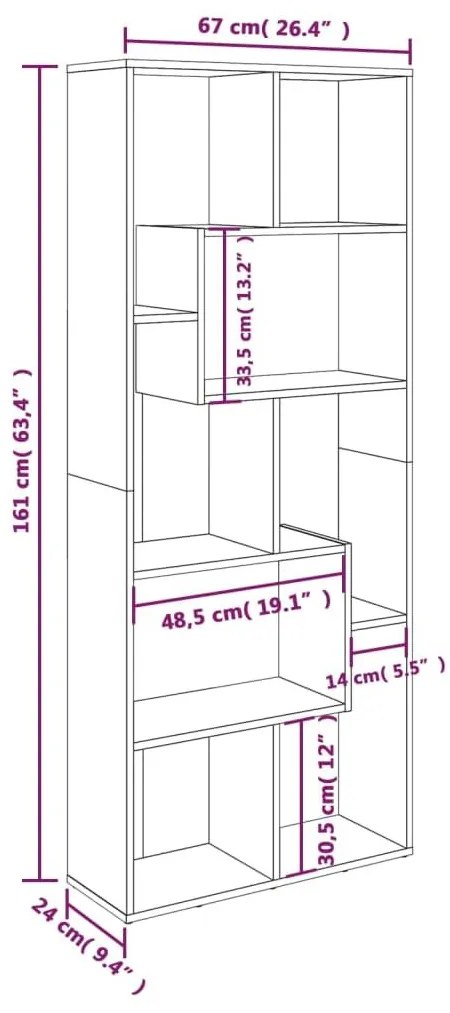 Βιβλιοθήκη Καφέ Δρυς 67 x 24 x 161 εκ. από Επεξεργασμένο Ξύλο - Καφέ