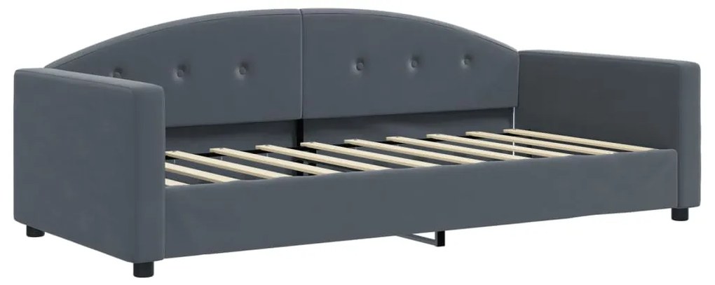 vidaXL Κρεβάτι ημέρας με στρώμα σκούρο γκρι 90x190 cm Βελούδο