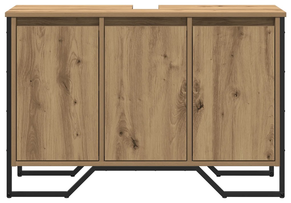 vidaXL ντουλάπι νιπτήρα μασίφ δρυός 91x35x60 εκ επεξεργασμένο ξύλο