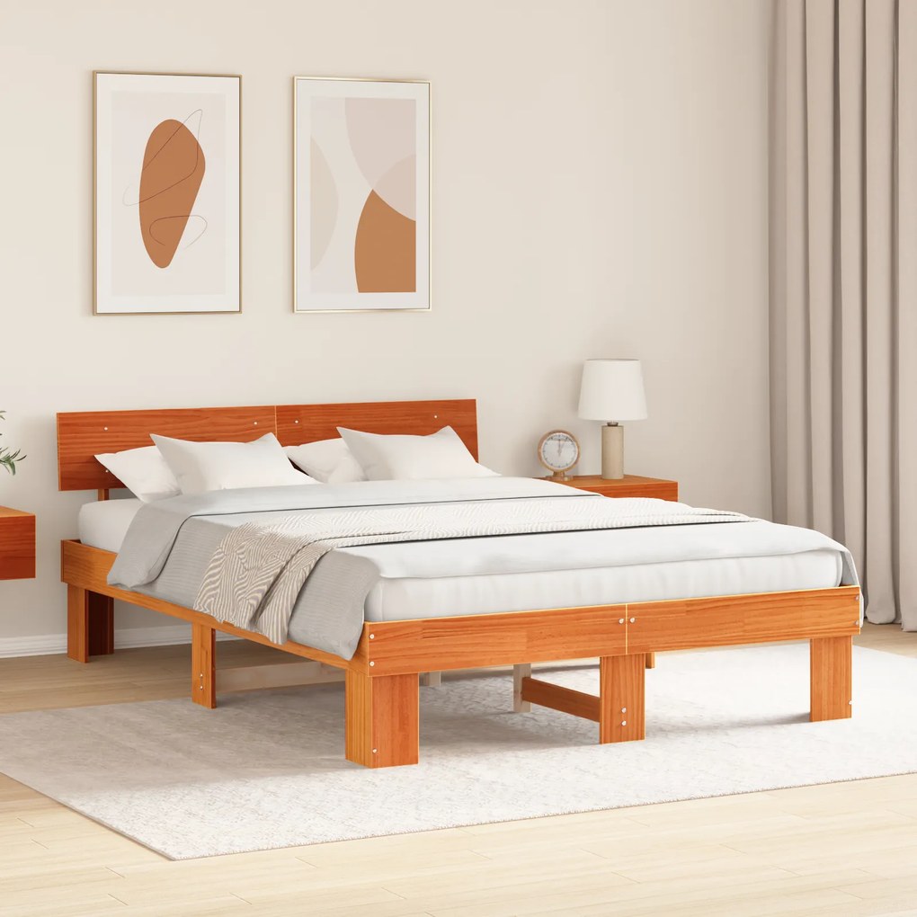 vidaXL Σκελετός Κρεβατιού Καφέ κεριού 160 x 200 cm Ξύλο πεύκου
