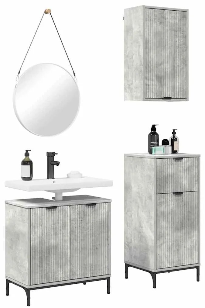 vidaXL Σετ Επίπλων Μπάνιου 3 pcs Γκρι σκυροδέματος 39.5 x 36 x 88 εκ