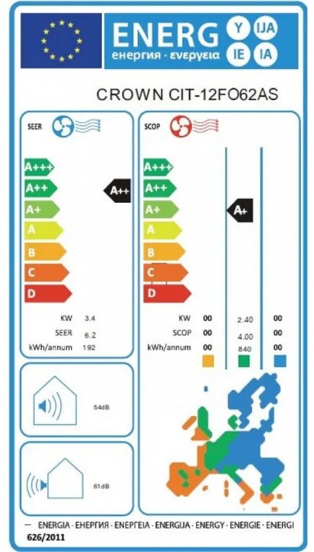 Inverter κλιματιστικό Crown CIT-18FO62AS, 18000 BTU, A++, φίλτρο άνθρακα και ασημένιο φίλτρο, αυτοκαθαρισμός, αυτοαπόψυξη, λευκό