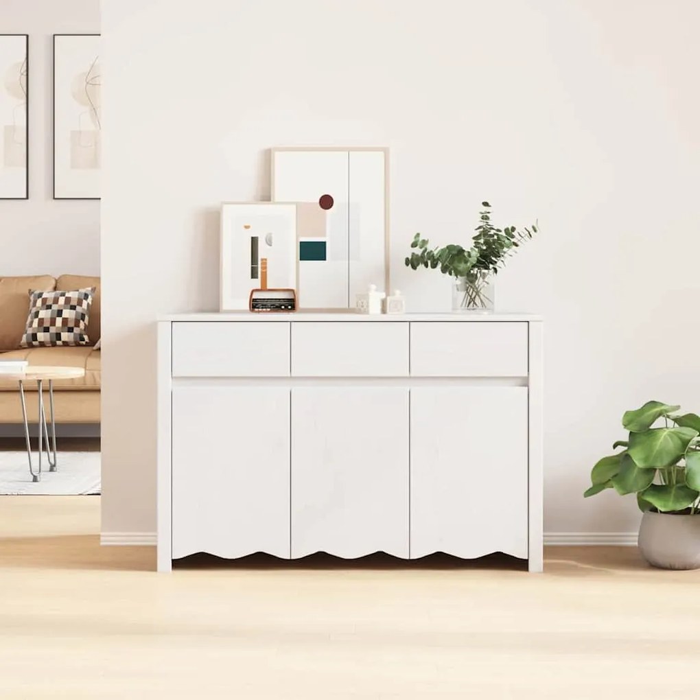vidaXL Λευκό 114 x 43 x 75.5 εκ Μασίφ ξύλο πεύκου