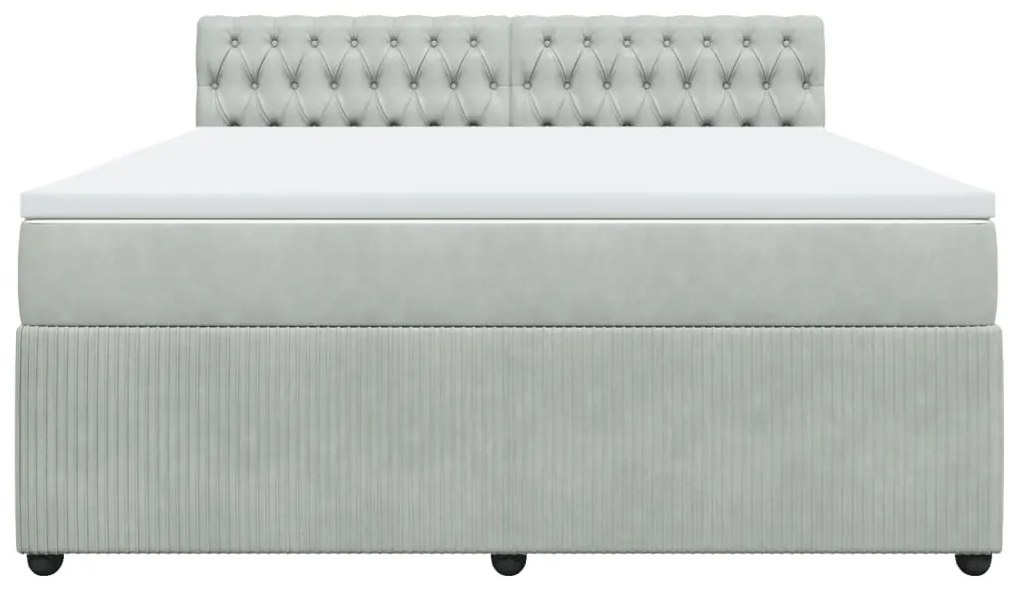 vidaXL Κρεβάτι Boxspring με Στρώμα Ανοιχτό Γκρι 180x200 εκ. Βελούδινο