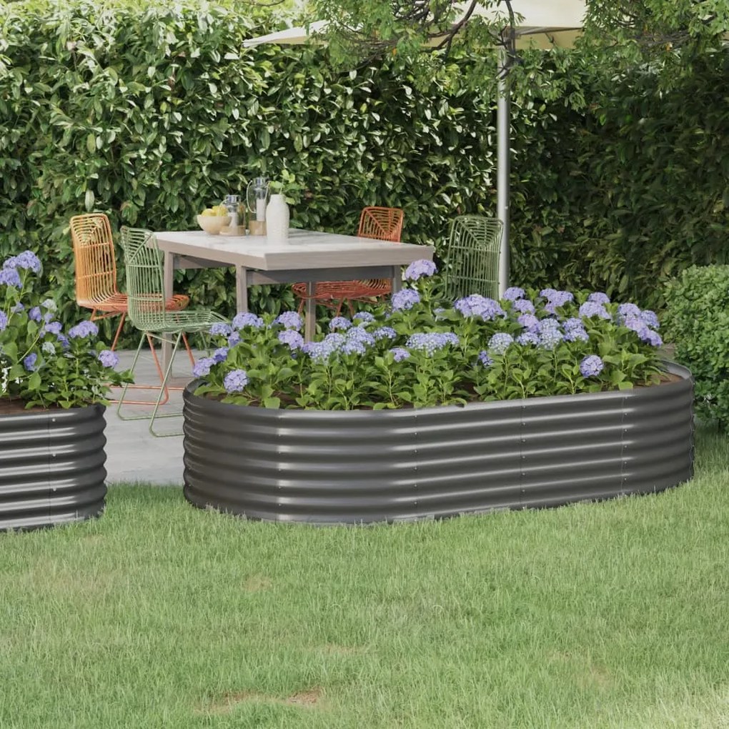vidaXL Ζαρντινιέρα Γκρι 175x100x36 εκ. Γαλβανισμένος χάλυβας