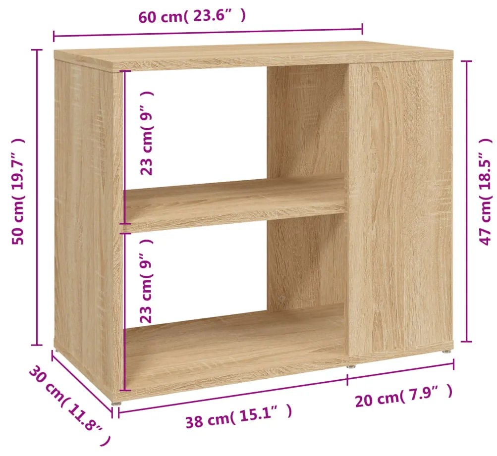 vidaXL Βοηθητικό Ντουλάπι Sonoma Δρυς 60 x 30 x 50 εκ. από Επεξ. Ξύλο