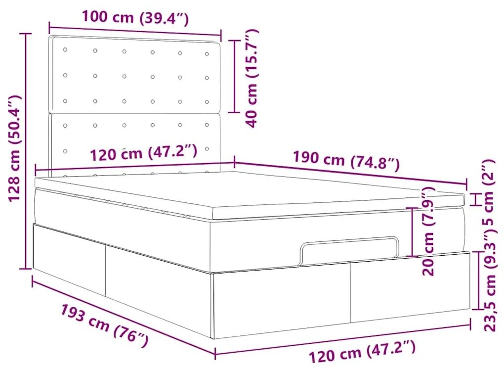 Οθωμανικό κρεβάτι με στρώμα Cream 120x190 cm Ύφασμα - Κρεμ