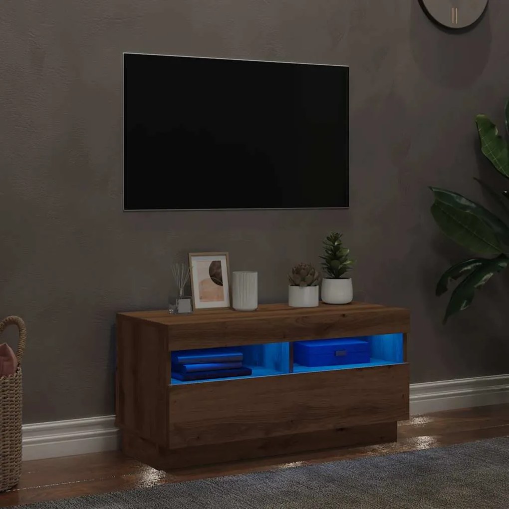 vidaXL Έπιπλο Τηλεόρασης LED Αρτισιανή Δρυς 80x35x40 εκ. Επεξ. Ξύλο