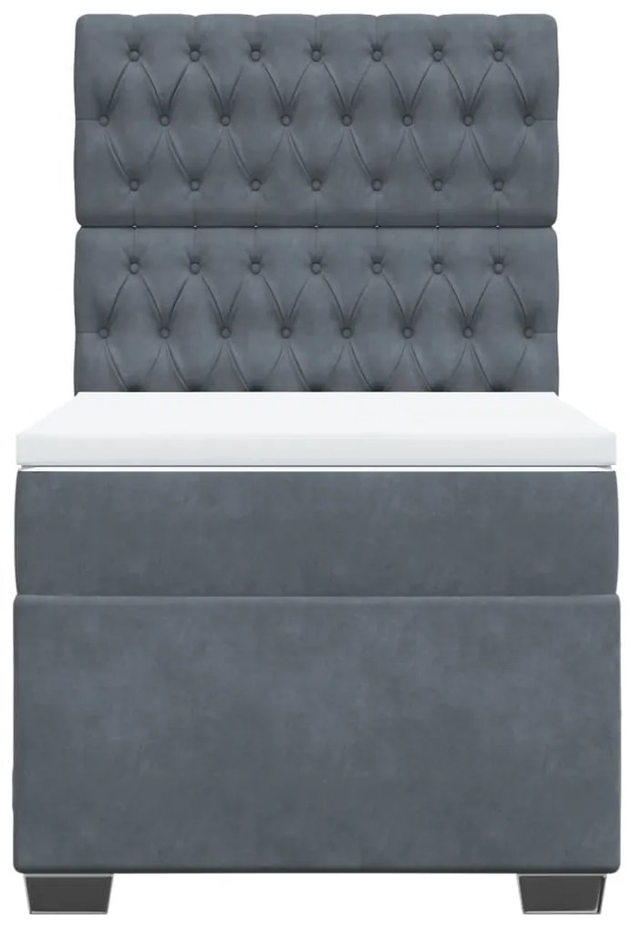 vidaXL Κρεβάτι Boxspring με Στρώμα Σκούρο Γκρι 80x200 εκ. Βελούδινο