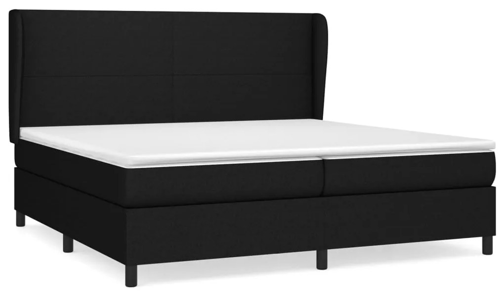 vidaXL Κρεβάτι Boxspring με Στρώμα Μαύρο 200x200 εκ. Υφασμάτινο