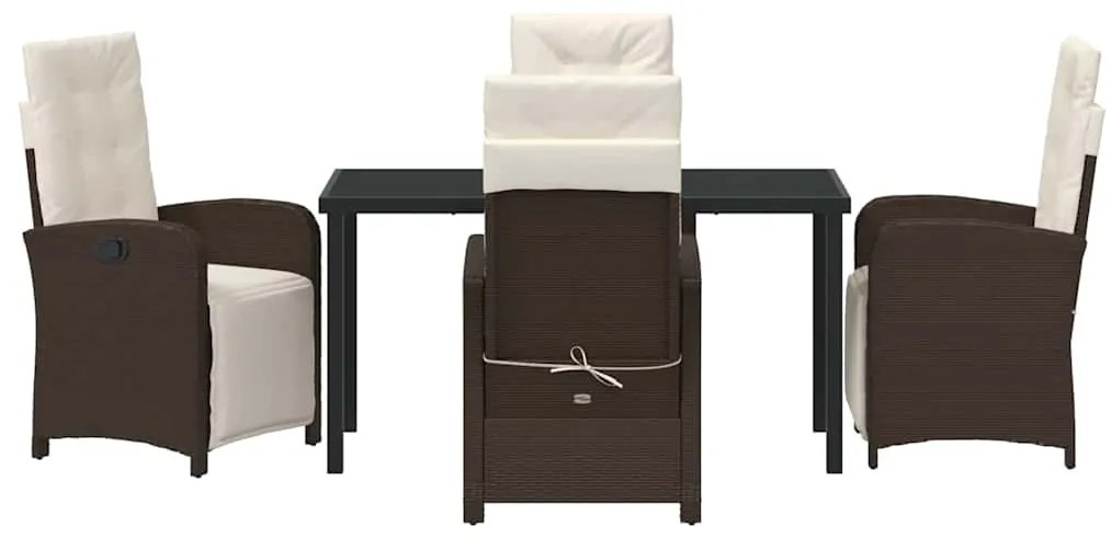 vidaXL Σέτ φαγητού για κήπο με μαξιλάρι 5 pcs Καφέ συνθετικό ρατάν