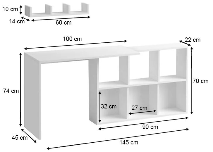 Γραφείο εργασίας Blake Megapap χρώμα λευκό 145x45x74εκ.