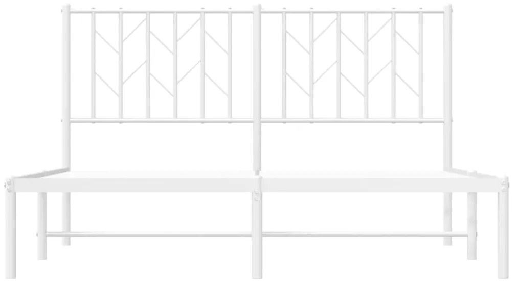 Πλαίσιο Κρεβατιού με Κεφαλάρι Λευκό 140x190 εκ. Μεταλλικό
