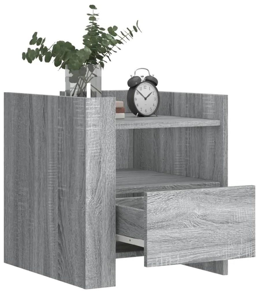 vidaXL Κομοδίνο Sonoma Γκρι 45x50x50 εκ. από Επεξεργασμένο Ξύλο