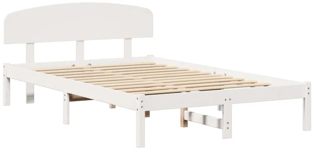 vidaXL Σκελετός Κρεβατιού Λευκό 135 x 190 cm Μασίφ ξύλο πεύκου