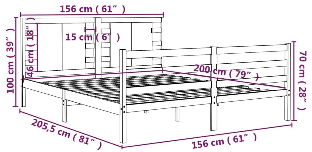 vidaXL Σκελετός Κρεβ. Χωρίς Στρώμα Λευκό 150x200 εκ Μασίφ Πεύκο