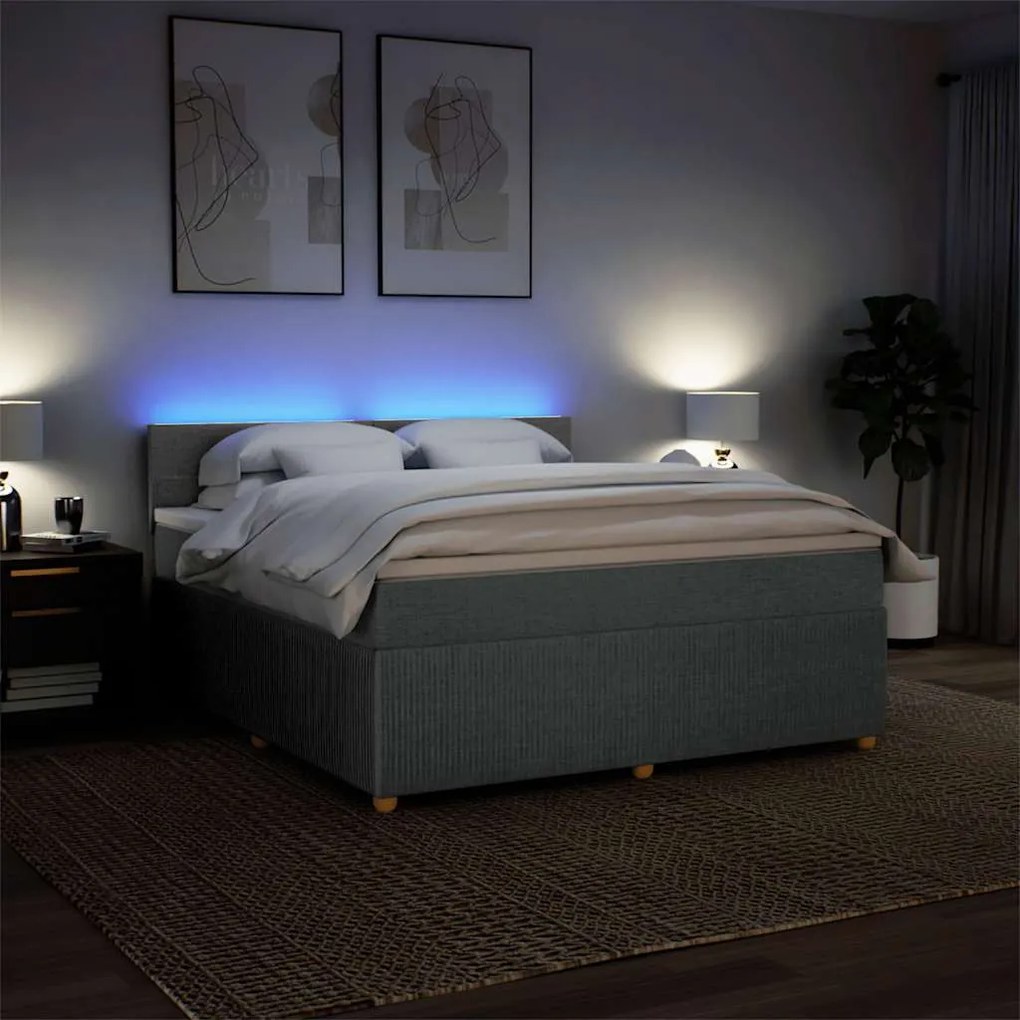 vidaXL Κρεβάτι Boxspring με Στρώμα Σκούρο Γκρι 180x200 εκ Υφασμάτιν