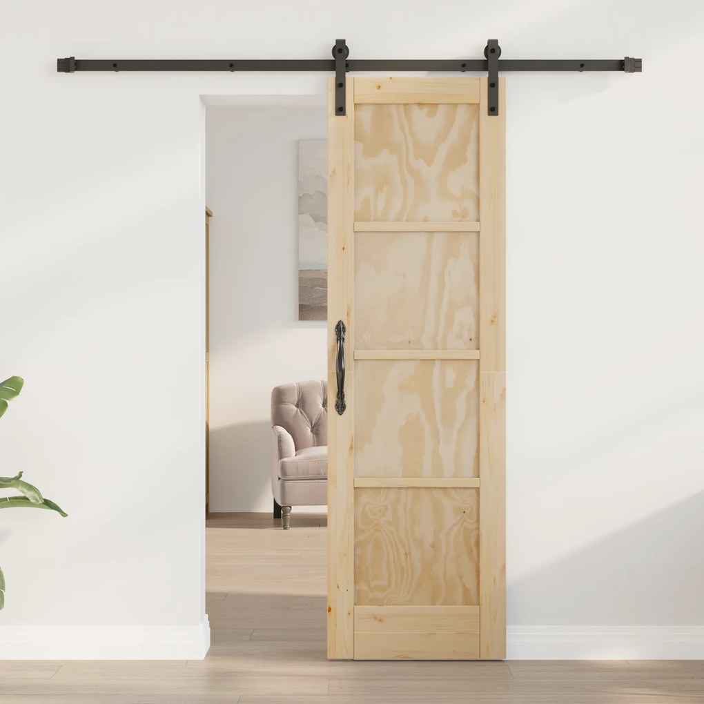 vidaXL Συρόμενη Πόρτα με Σετ Υλικών 61x198.5 εκ. Συμπαγές Ξύλο Πεύκο