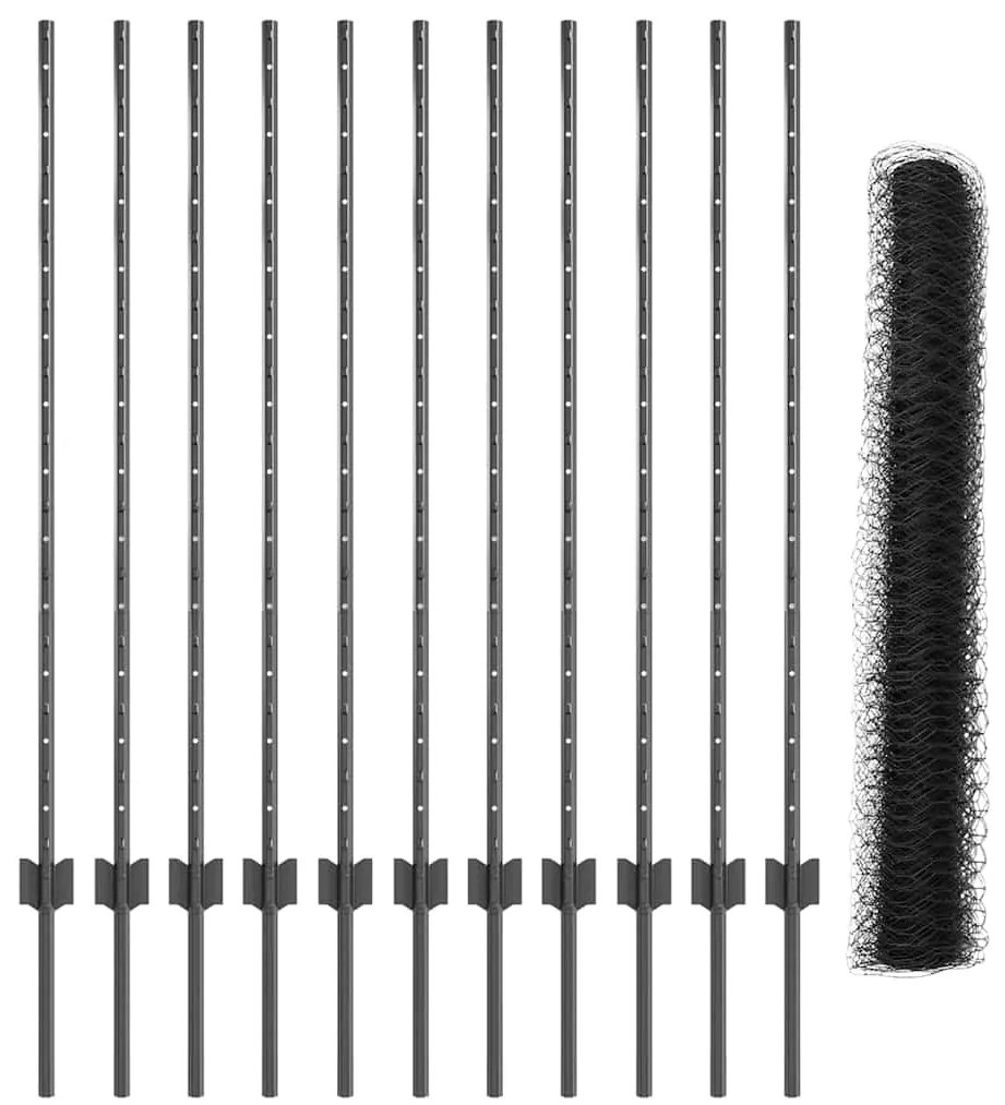 vidaXL Σετ φράκτη Γκρι 120x2500 cm Μέταλλο