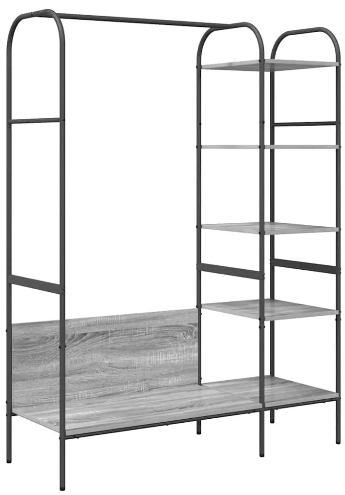 vidaXL Ράφι Ρούχων με ράφι Γκρι 120 x 44 x 160 εκ Επεξεργασμένο ξύλο